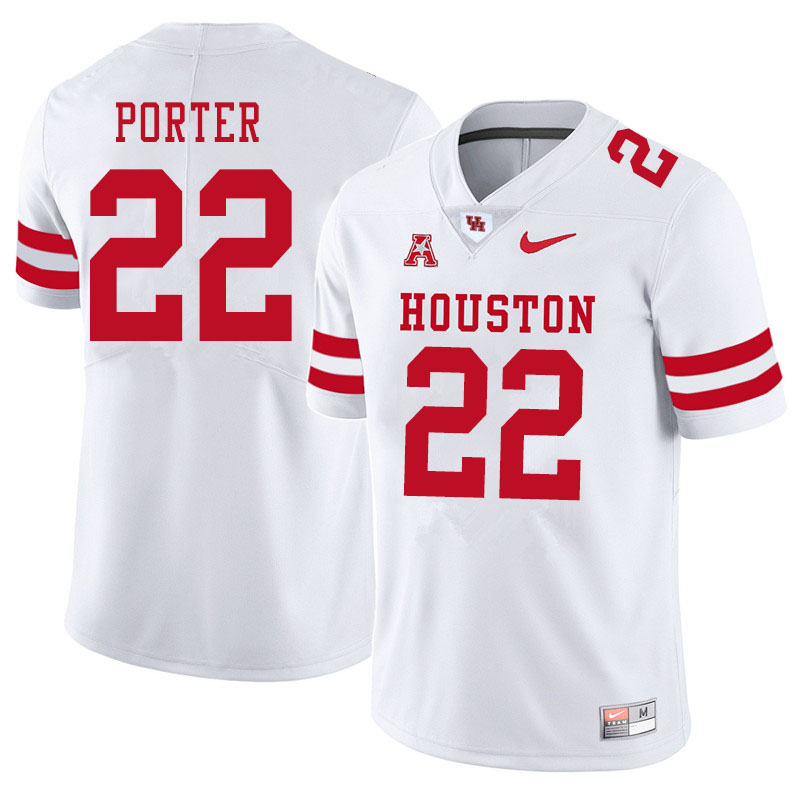 Men #22 Kyle Porter Houston Cougars College Football Jerseys Sale-White - Click Image to Close